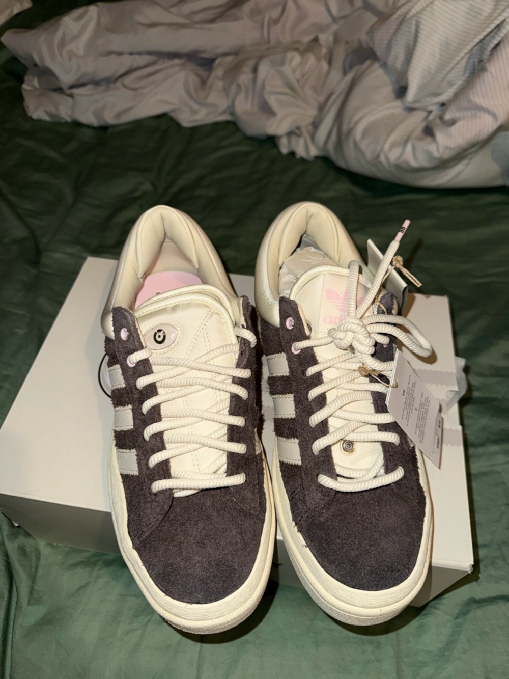 Bad Bunny X Adidas Campus Suede Sneakers in Taupe and Cream - Picture 2 of 4